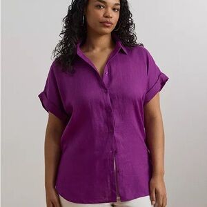 Ralph Lauren Women's  Button-Down Linen Size plus 2xl Minimalist Boho Short